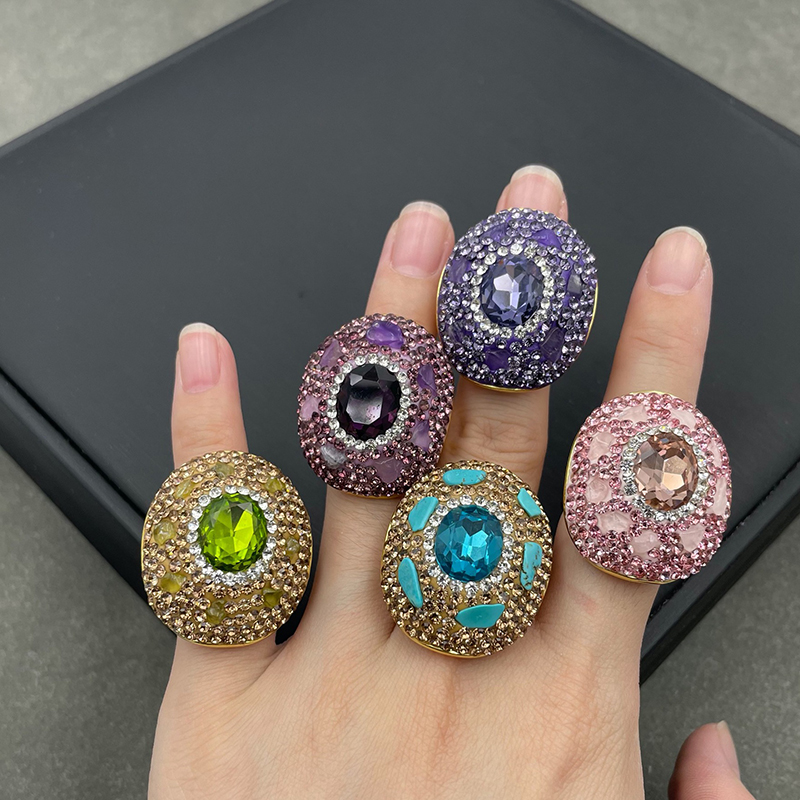Fashion Sky Blue Irregular Crystal Ring