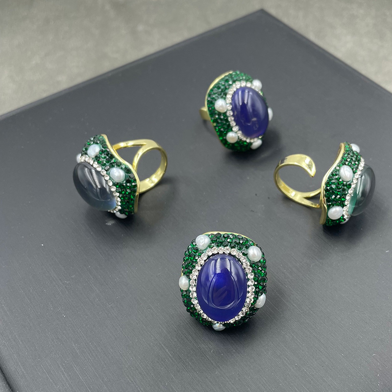 Fashion Thermostats Oval Crystal Ring