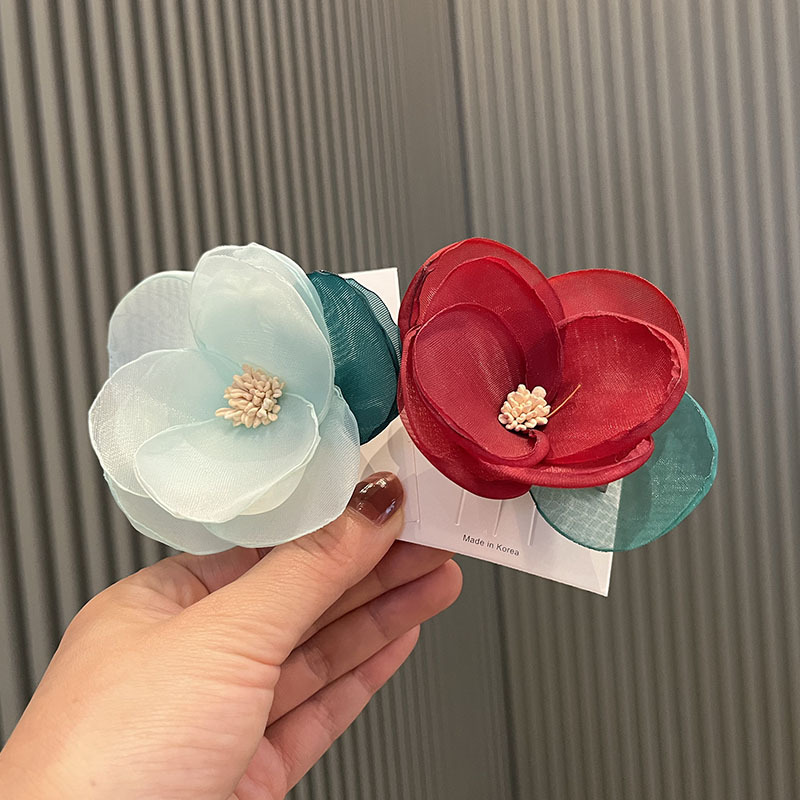 Fashion Green Hairpin Children's 3d Camellia Hairpin