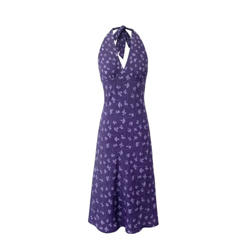 Vestido Largo Floral Con Cuello Halter