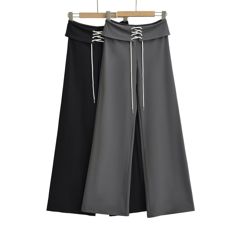 Pantalón Recto Ancho Con Cordón