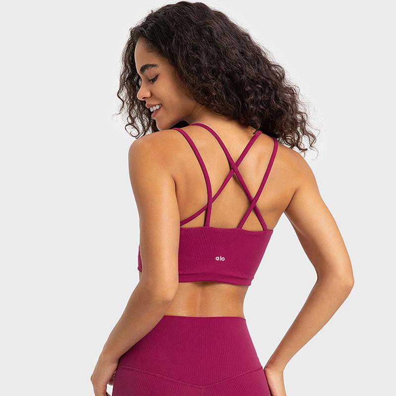 Sujetador De Yoga Con Cuello Halter De Nailon