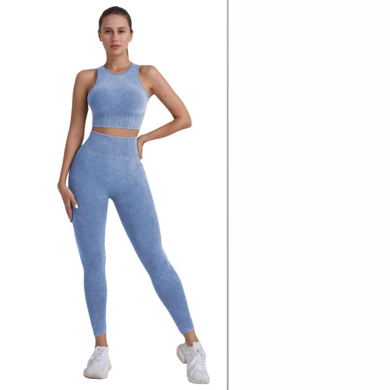 Conjunto De Pantalones De Yoga De Cintura Alta Con Chaleco De Nailon