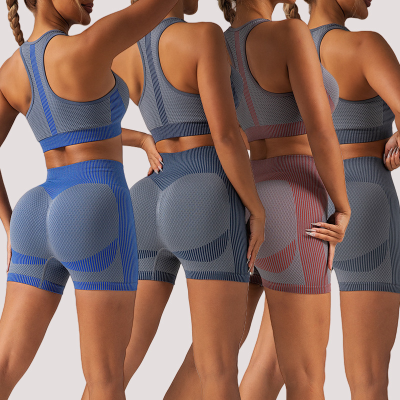 Conjunto De Pantalones Cortos Y Sujetador De Yoga Sin Costuras