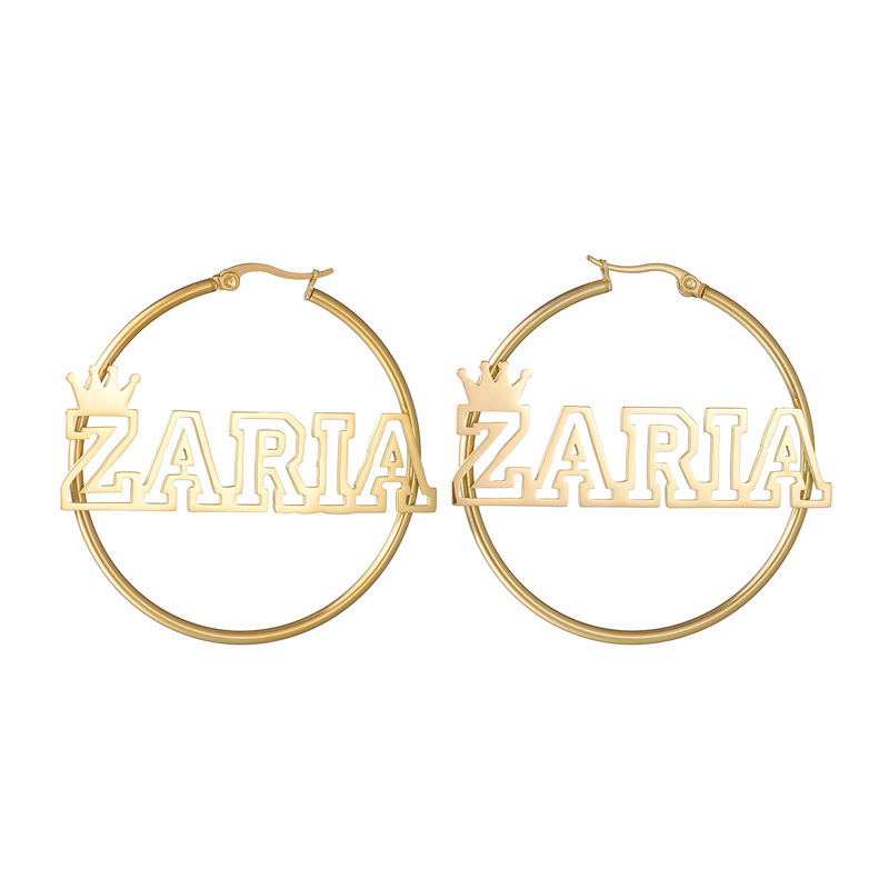Aretes Redondos Con Letras De Acero Inoxidable (personalizados Envío En 7 A 10 Días Sin Límite De Letras)