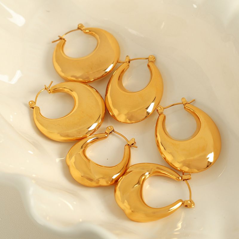 Fashion Gold Earrings 2 Titanium Steel U-shaped Earrings