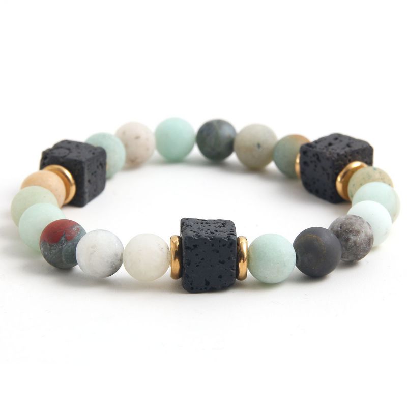 Fashion Amazon Stone Geometric Beaded Men's Bracelet