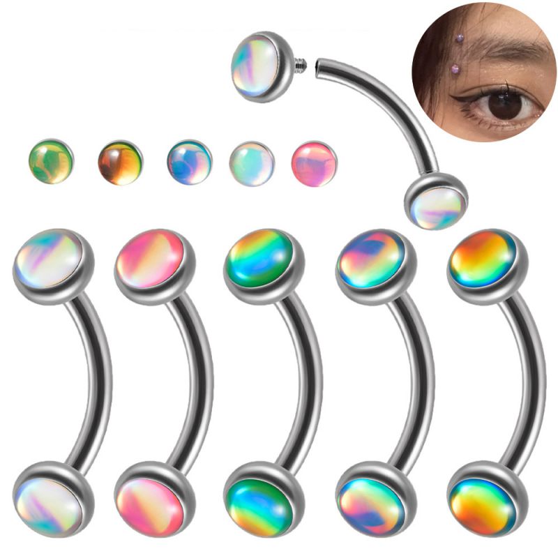 Clavo Piercing De Ceja Con Varilla Curva Geométrica De Acero Titanio