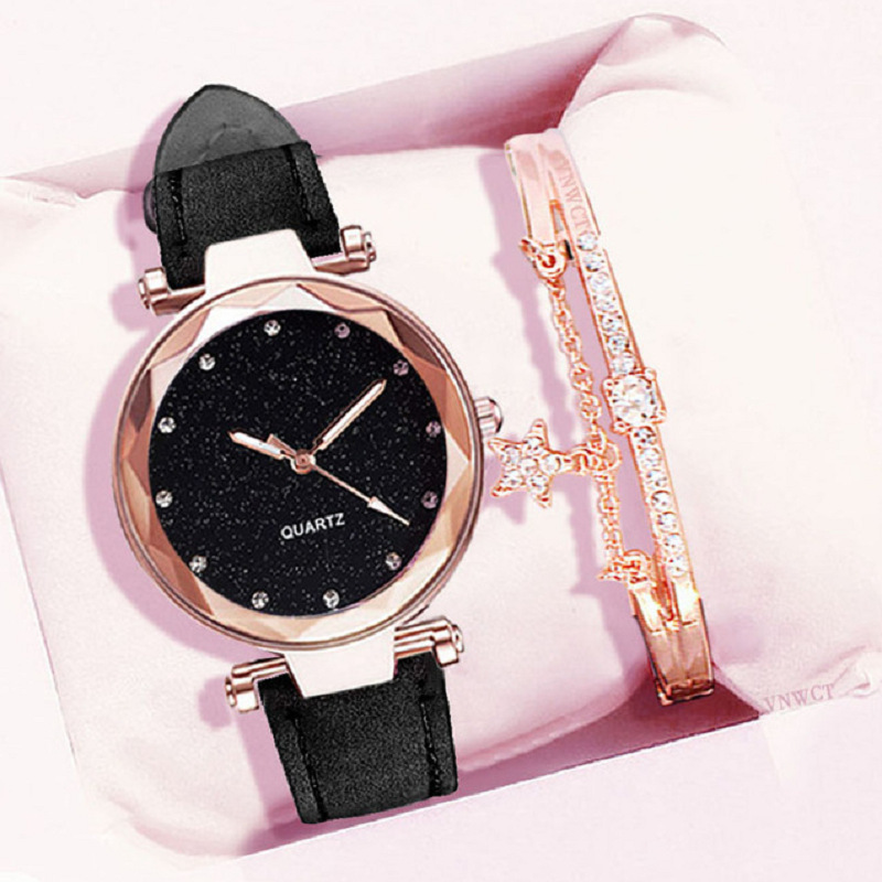 Fashion Green Watch + Bracelet Rhinestone Irregular Watch + Bracelet