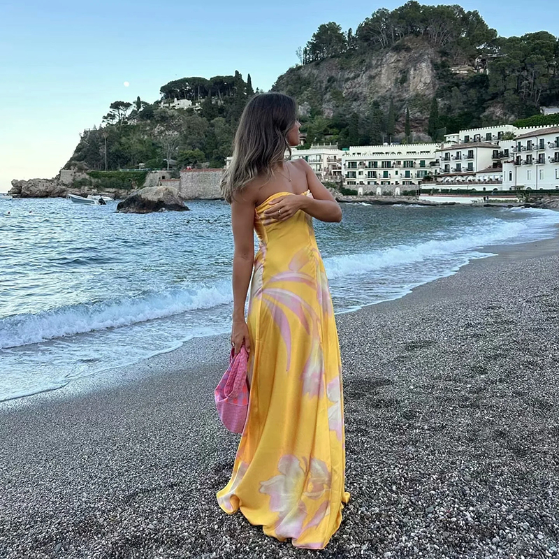 Falda Larga De Raso Estampada