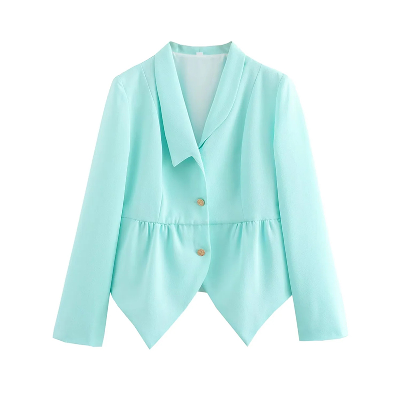 Blazer Con Botones Y Solapa De Poliéster