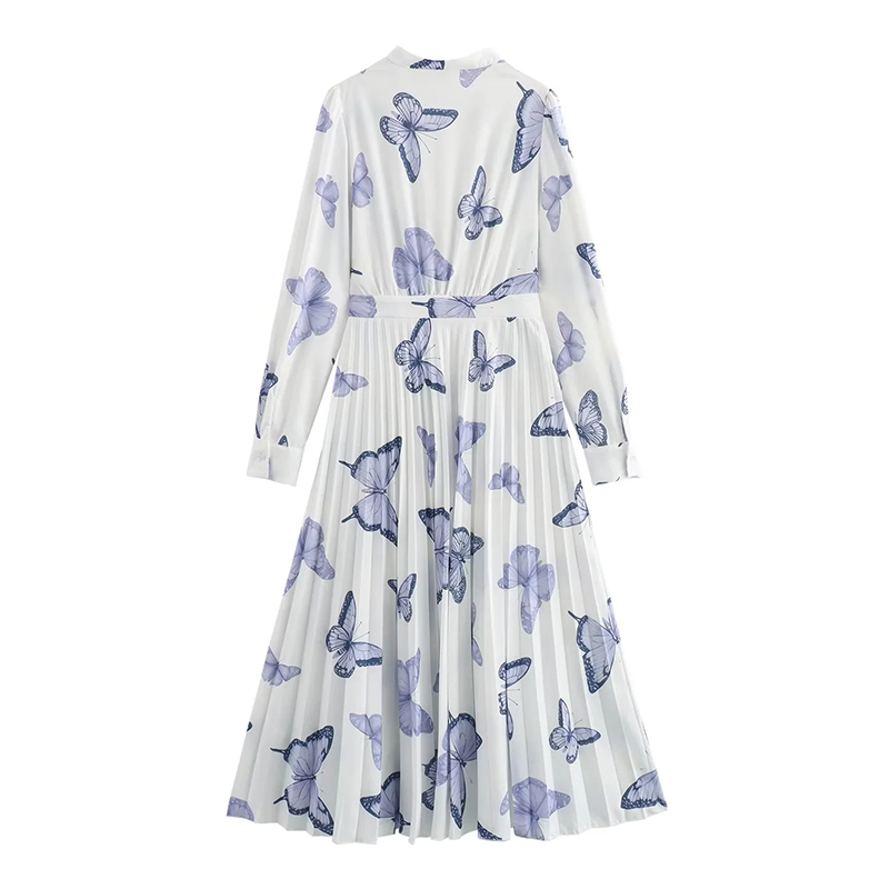 Vestido Largo De Poliéster Estampado Con Cuello En V