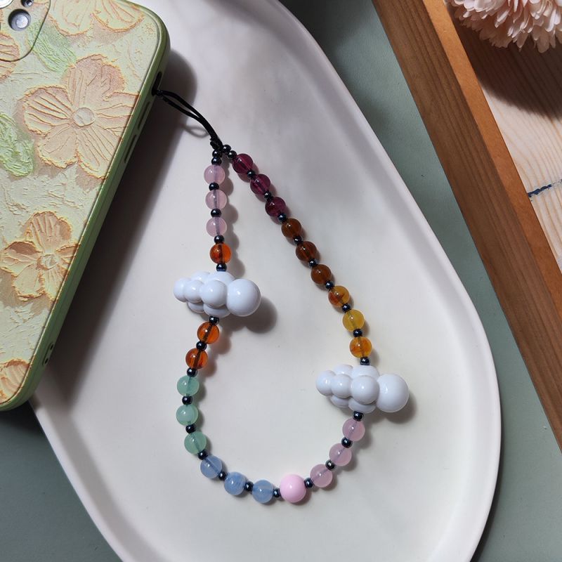 Fashion Color Geometric Beaded Cloud Phone Chain
