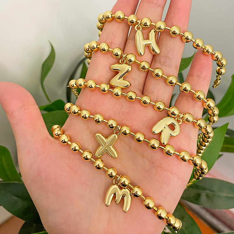Pulsera De Cuentas Con Colgante De 26 Letras De Cobre