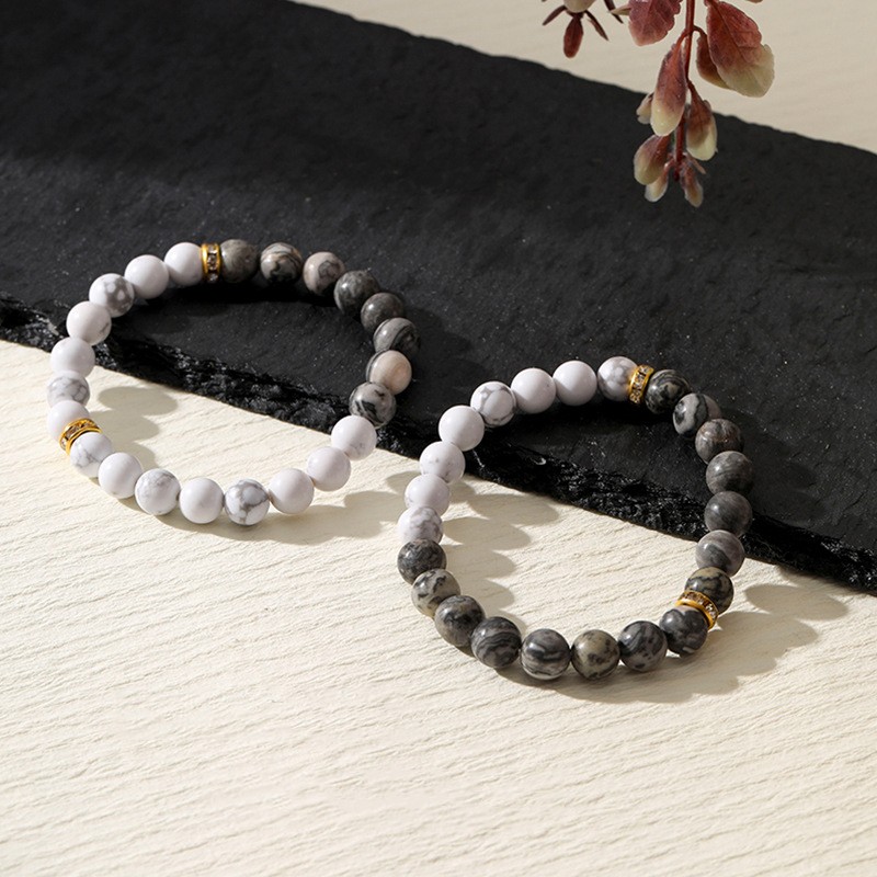 Fashion White Turquoise + Map B Resin Geometric Beaded Bracelet