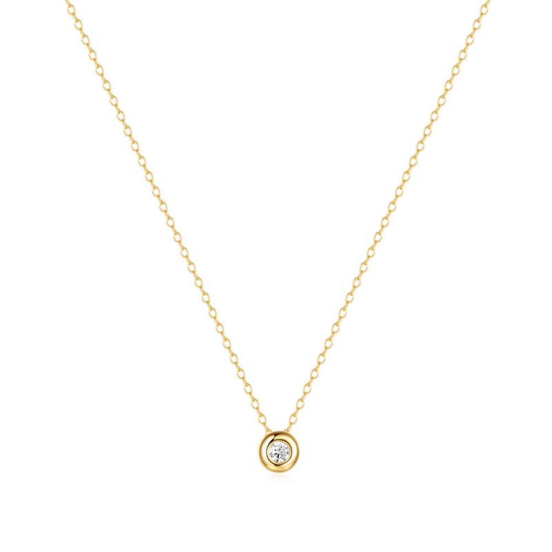 Fashion Gold Silver Round Necklace With Diamonds