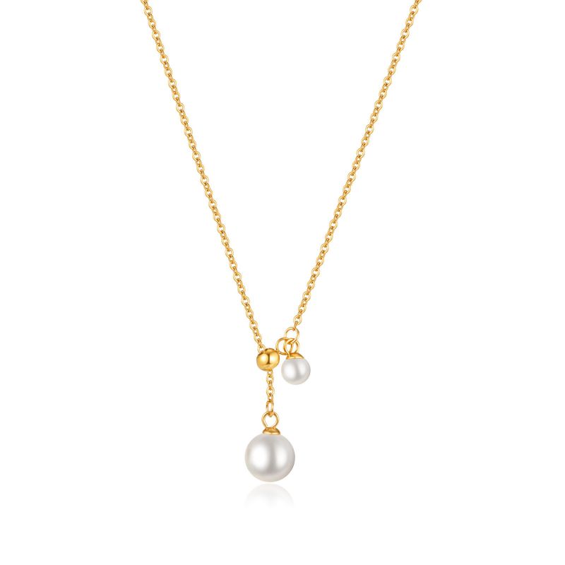 Fashion Gold Titanium Steel Pearl Necklace