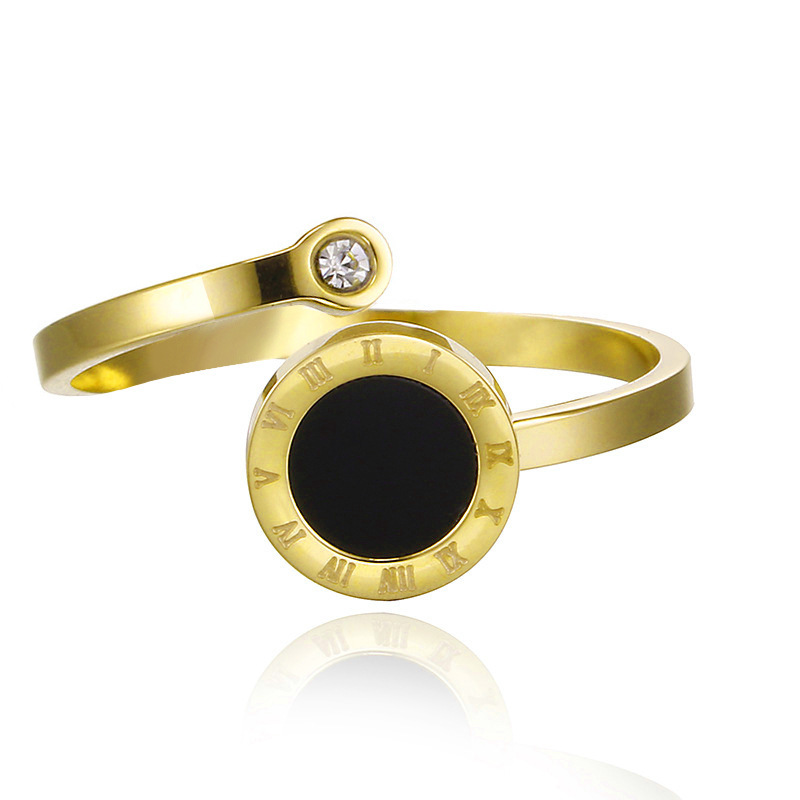 Fashion Gold Titanium Steel Round Ring