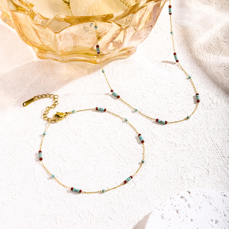 Fashion Necklace Titanium Steel Beaded Necklace