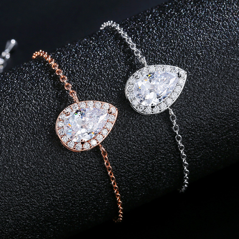 Fashion Silver * Bracelet Copper And Diamond Teardrop Bracelet