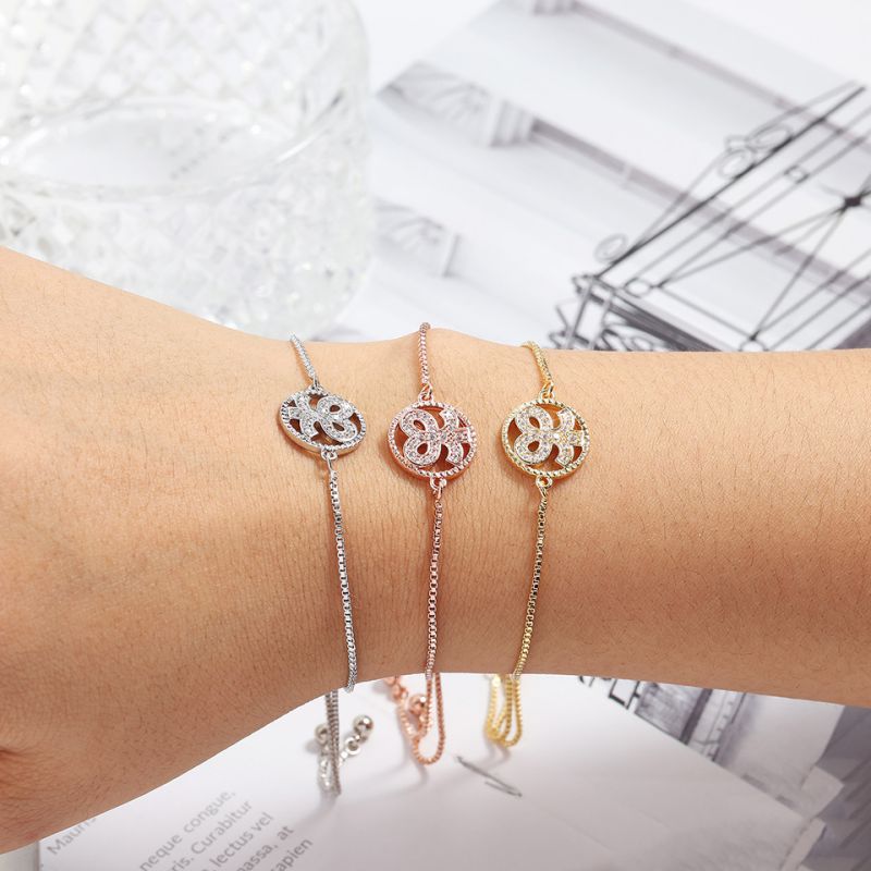 Fashion Silver * Bracelet Copper Diamond Round Bracelet