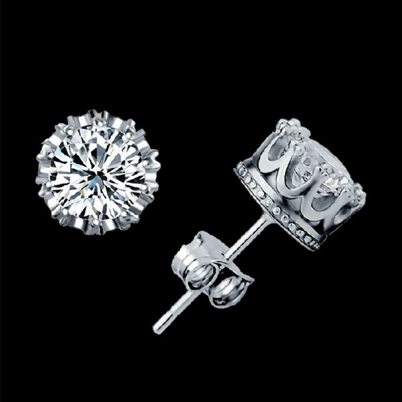 Fashion Silver Copper Round Earrings With Zirconium