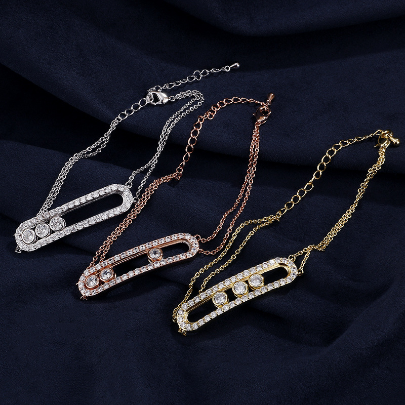 Fashion Silver * Bracelet Copper Geometric Bracelet With Diamonds
