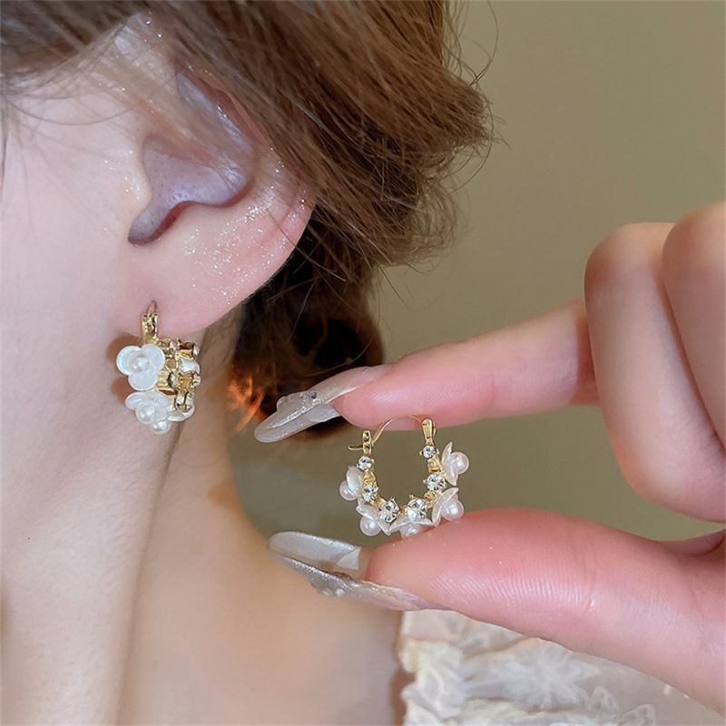 Fashion Gold* Earrings Pearl Flower Earrings