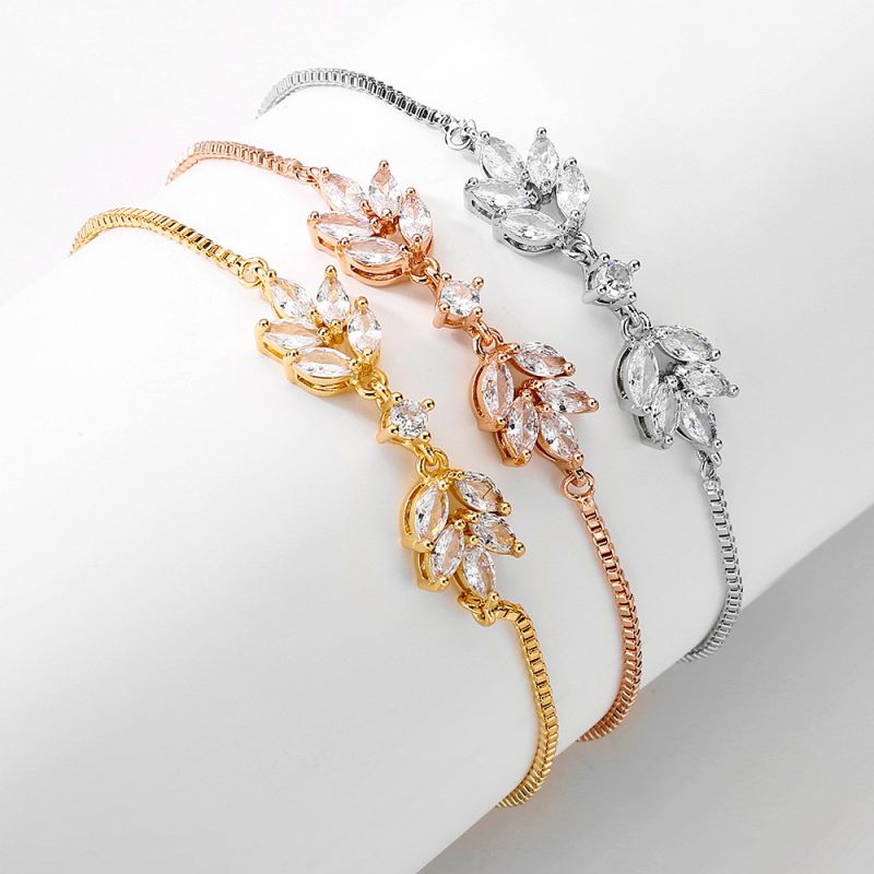 Fashion Silver * Bracelet Copper Diamond Leaf Bracelet