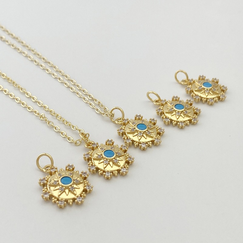Fashion Type B Copper Plated Gold-plated Diamond Eye Round Necklace