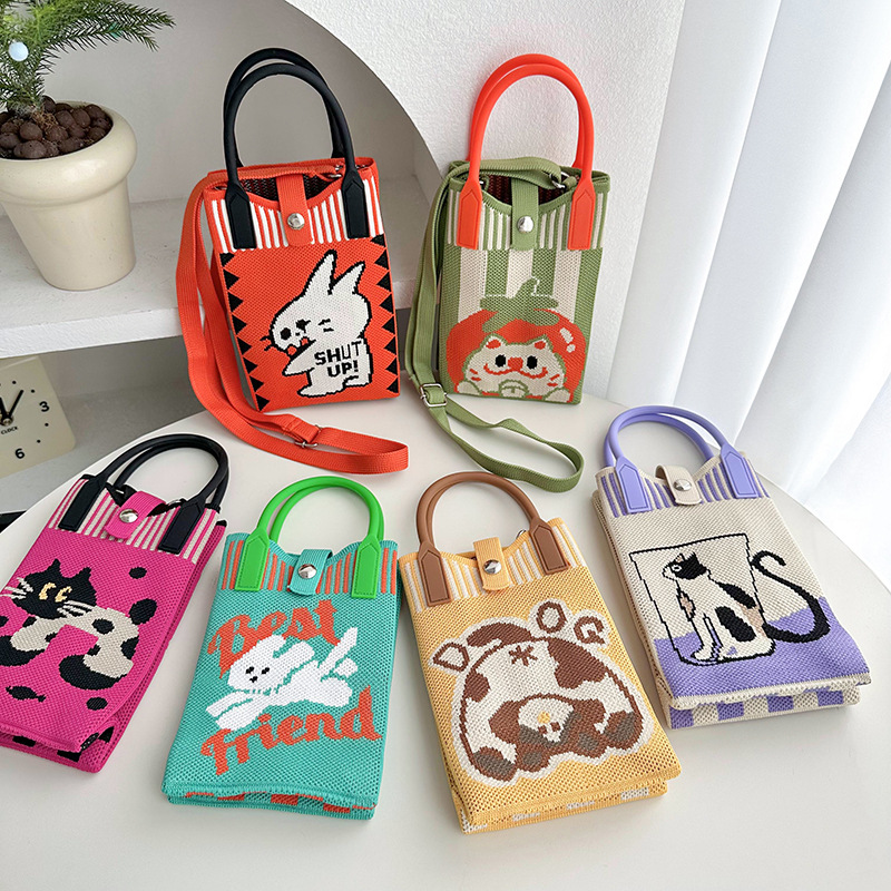 Fashion Pink Fortune Polyester Printed Large Capacity Crossbody Bag