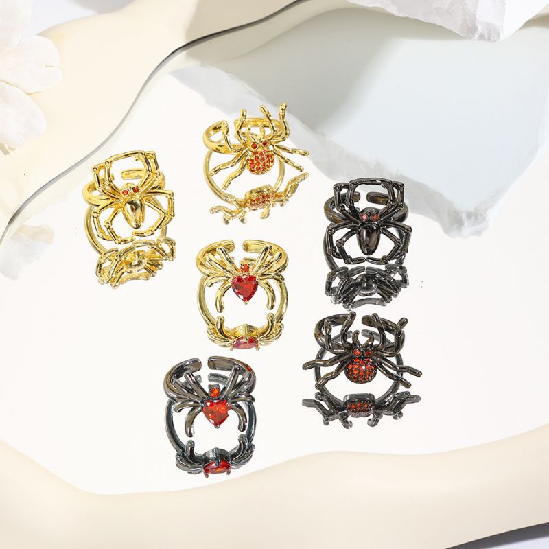 Fashion 6# Gold-plated Copper Spider Open Ring