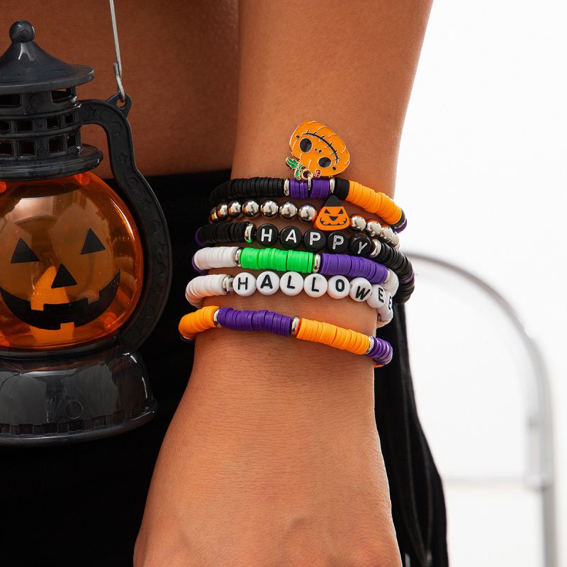 Fashion 2# Colorful Clay Halloween Bracelet Set