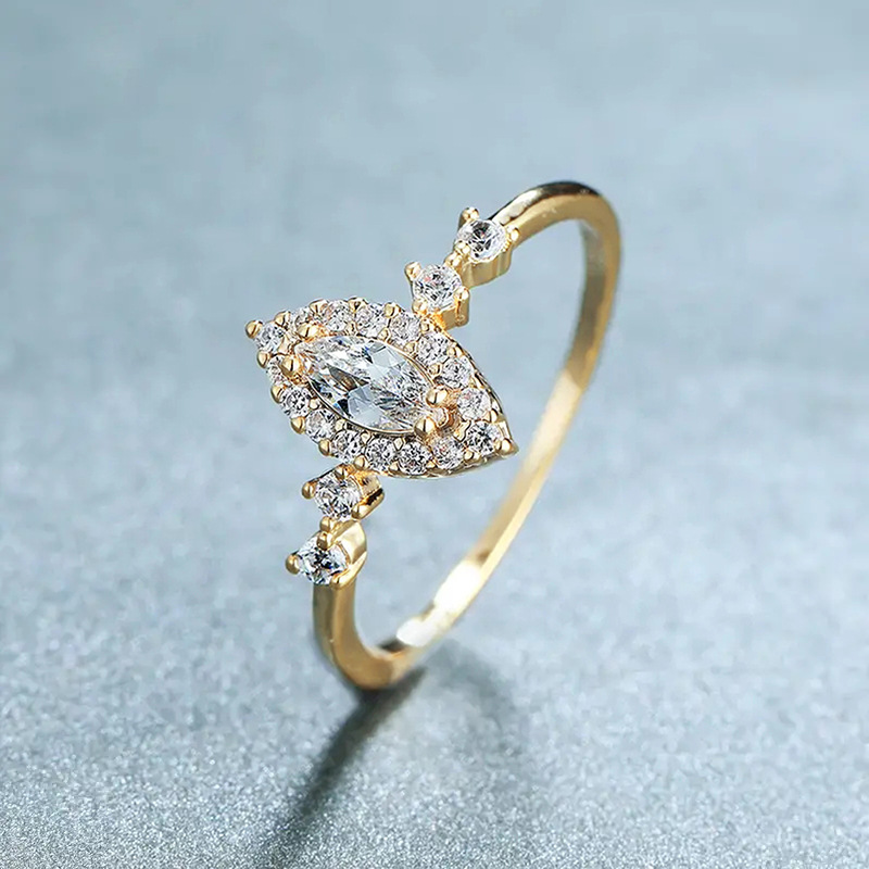 Fashion Gold Copper And Diamond Marquise Ring