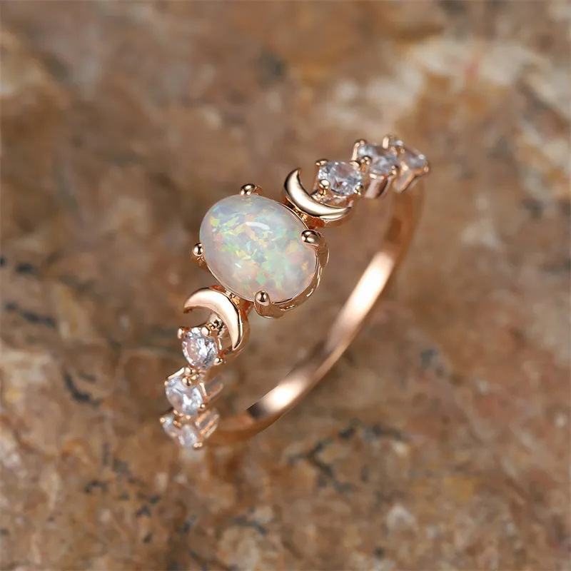 Fashion Silver Copper Oval Ring With Diamonds