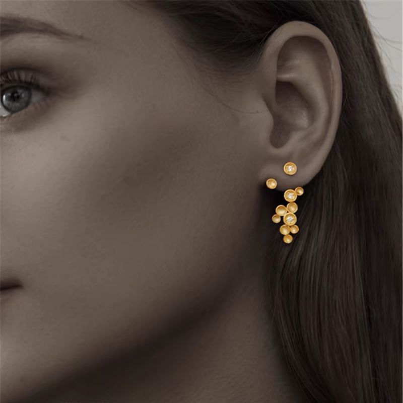 Fashion Gold Alloy Diamond Geometric Earrings