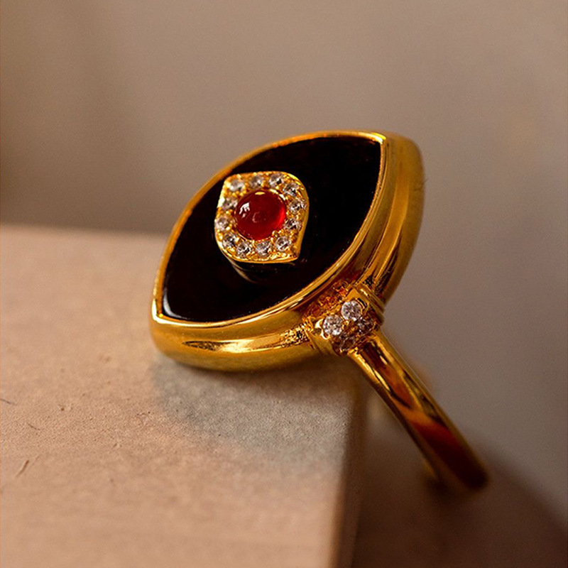 Fashion Gold Alloy Diamond Eye Open Ring