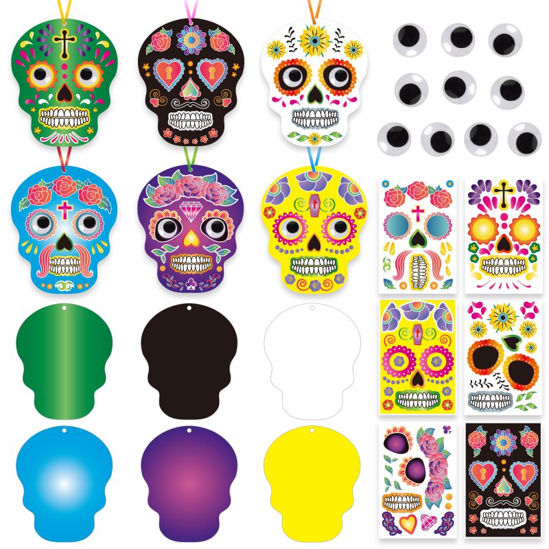 Pegatinas De Tarjetas De Calavera Diy De Halloween Para Niños