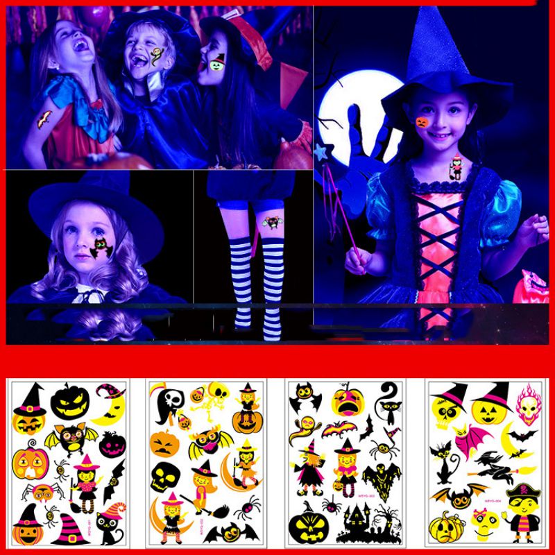 Pegatinas De Tatuajes Fluorescentes De Halloween