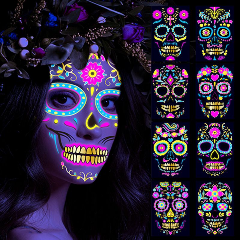 Fashion 1# Ghost Fluorescent Hot Stamping Powder Halloween Tattoo Stickers