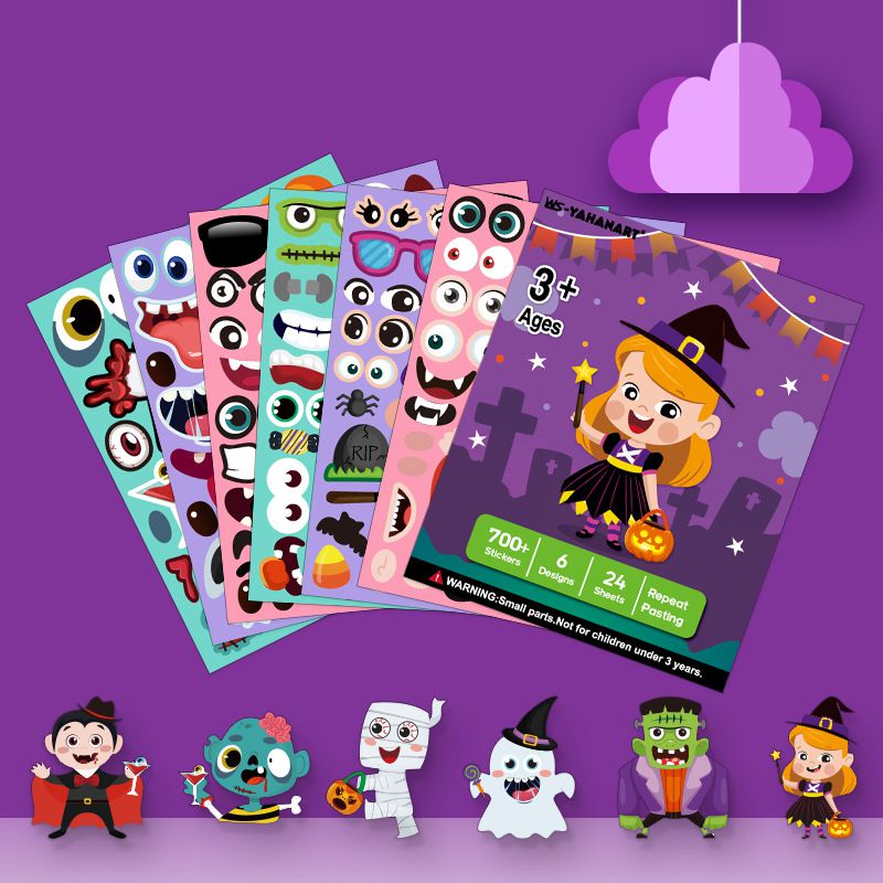 Pegatinas De Expresión Diy De Halloween De Dibujos Animados Para Niños