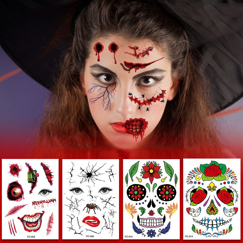 Fashion 012 Children's Halloween Face Sticker Set (12 Photos Per Set) Halloween Scar Tattoo Stickers