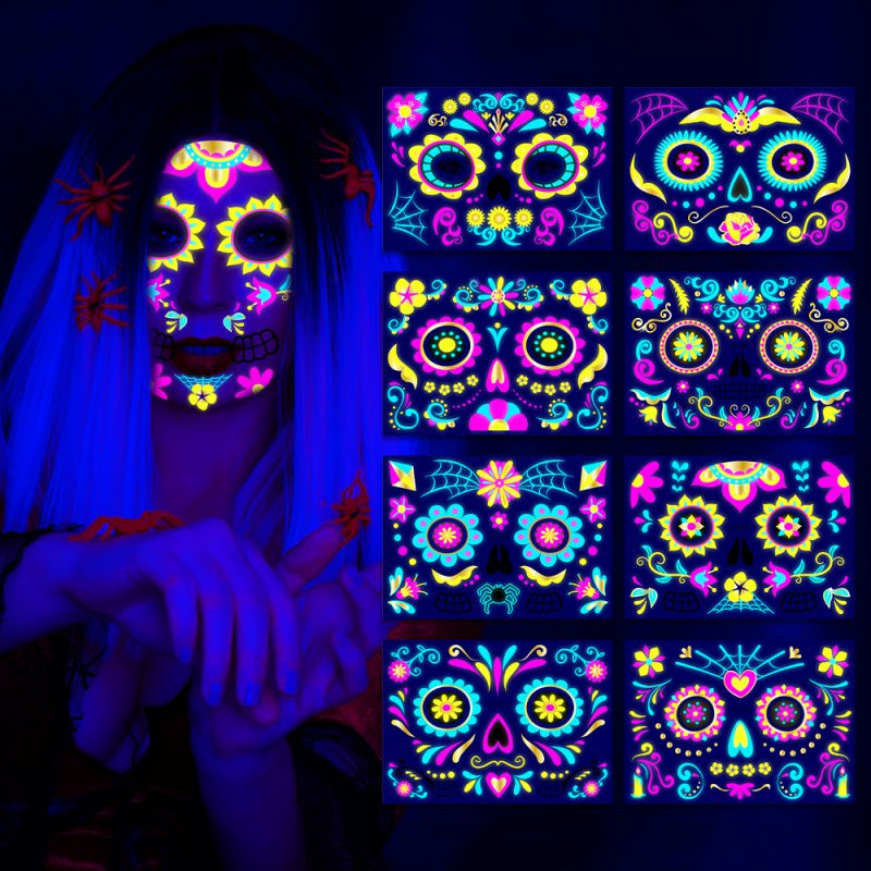 Fashion Gold Powder Fluorescent Jfy-001 Halloween Ghost Hot Stamp Tattoo Sticker