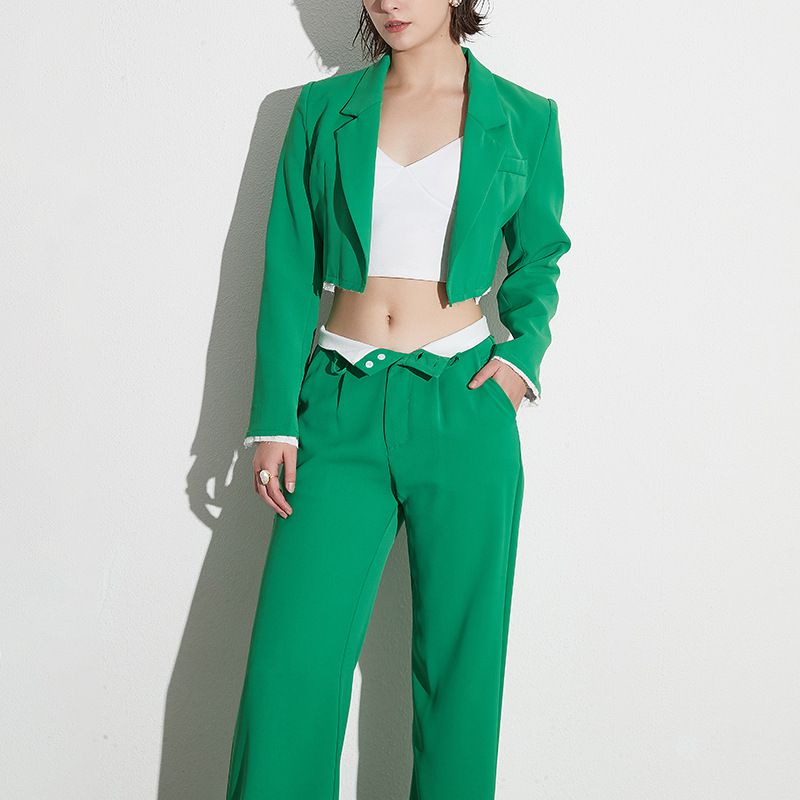 Conjunto Traje Chaqueta Y Pantalón De Poliéster Con Solapa