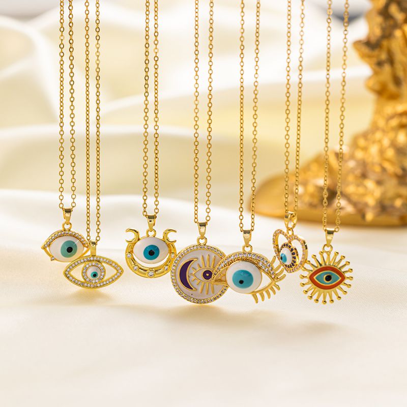 Fashion 6# Titanium Steel Eye Necklace
