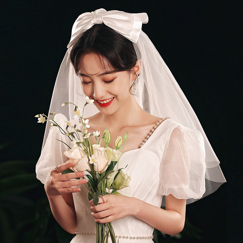 Fashion White Bowknot Mesh Veil