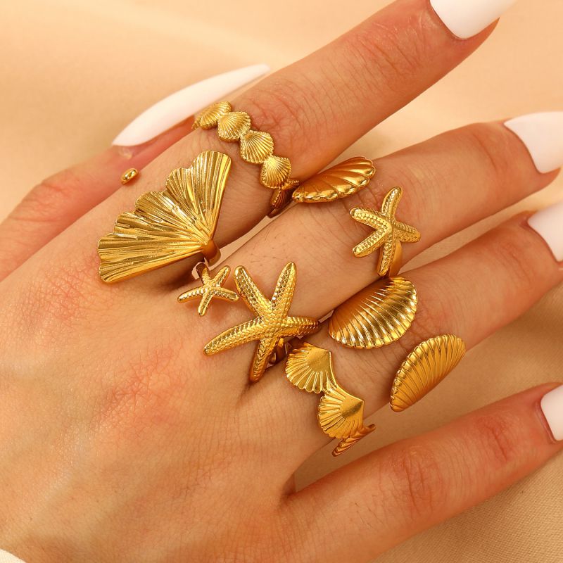 Fashion 6# Stainless Steel Shell Open Ring