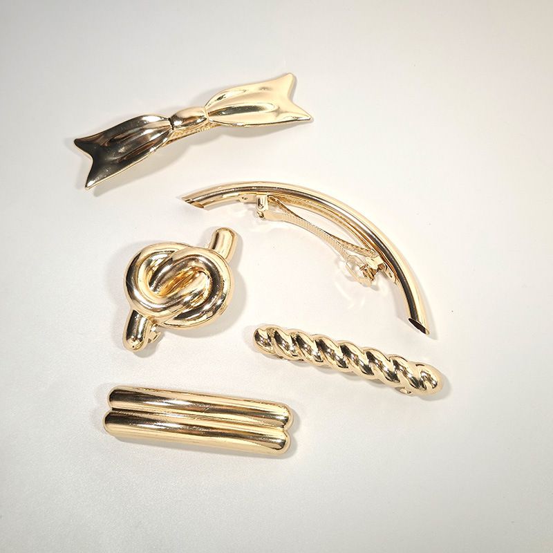 Fashion Golden Round Tube Alloy Curved Hairpin