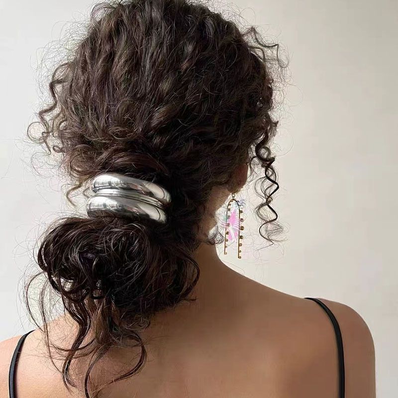 Fashion Asymmetric Silver Alloy Curved Hair Rope