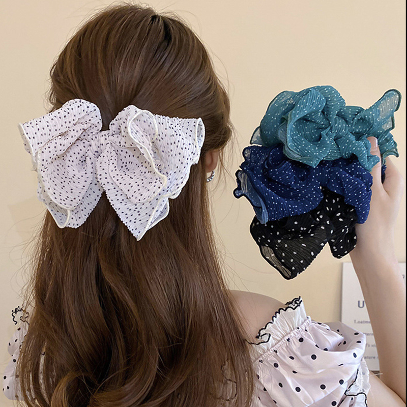 Fashion 1# Grab Clip-black Polka Dot Bow Clip